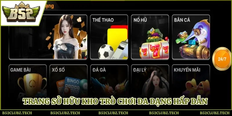 Trang sở hữu kho trò chơi đa dạng hấp dẫn và thưởng lớn