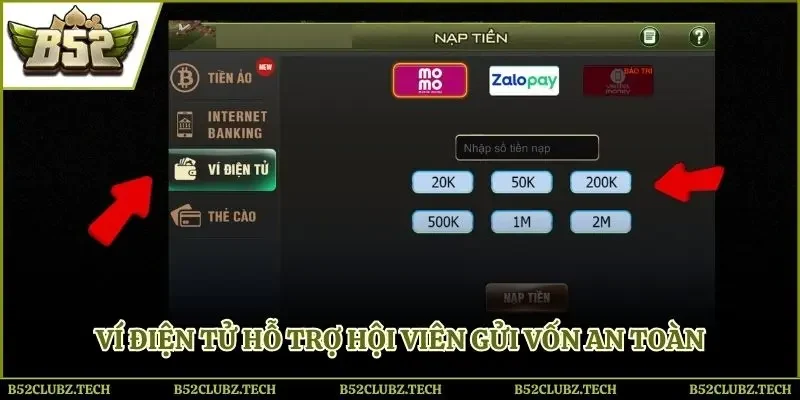 Ví điện tử hỗ trợ hội viên gửi vốn an toàn