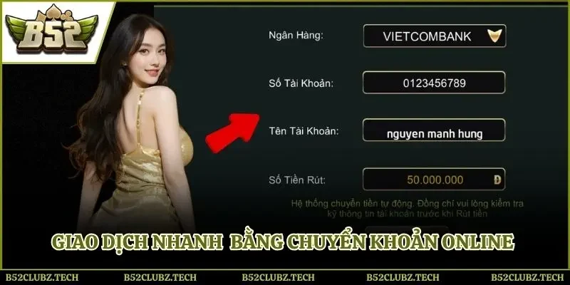 Giao dịch nhanh tại cổng game bằng chuyển khoản online