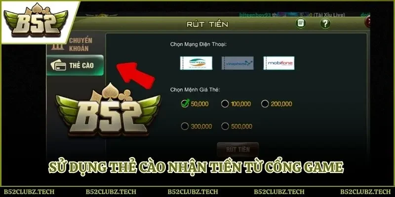 Sử dụng thẻ cào nhận tiền từ cổng game